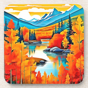 Dessous-de-verre Vue de montagne Couleurs d'automne