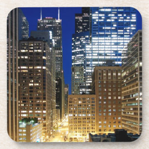 Dessous-de-verre Vue de nuit du paysage urbain de Chicago
