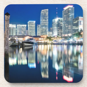 Dessous-de-verre Vue d'horizon avec la réflexion dans l'eau, Miami