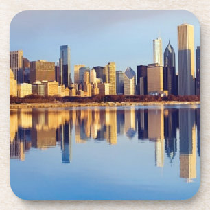 Dessous-de-verre Vue d'horizon de Chicago avec la réflexion