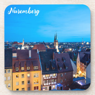 Dessous-de-verre Vue sur la vieille ville de Nuremberg la nuit