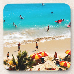 Dessous-de-verre Vue surélevée de la scène de Waikiki Beach, Honolu