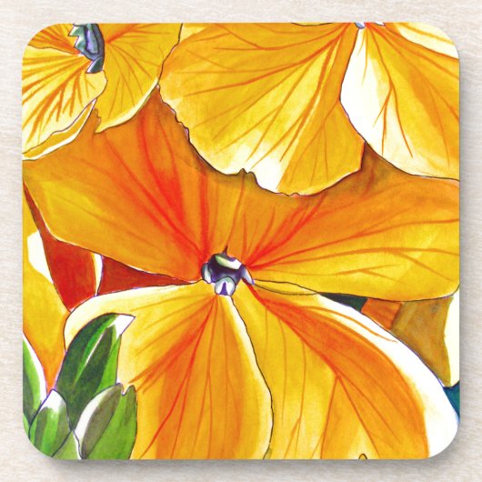 Dessous-de-verre Wallflower originale aquarelle art floral (Devant)