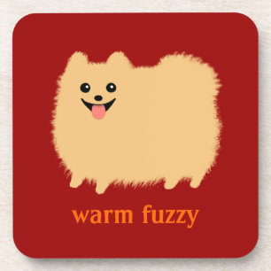 Dessous-de-verre "Warm Fuzzy" Pomeranian mignon avec texte personna