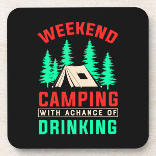 Dessous-de-verre Week-end Camping avec une chance de boire-43675