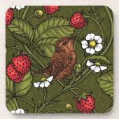 Dessous-de-verre Wens et fraises sur vert foncé (Devant)