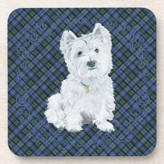 Dessous-de-verre Westie Black Watch Tartan (Devant)