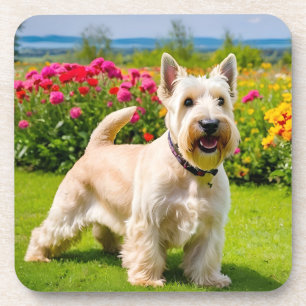 Dessous-de-verre Wheaten Scottish Terrier jouant dans Flowers Grass