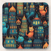 Dessous-de-verre Whimsical City Cats AI Art (Devant)