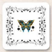 Dessous-de-verre Whimsical Fluttering – Blue Butterfly Floral Art (Devant)
