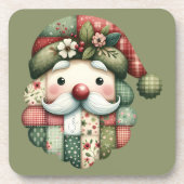 Dessous-de-verre Whimsical Patchwork Santa Folk Christmas (Devant)