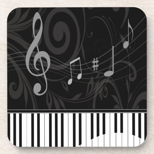 Dessous-de-verre Whimsical piano and musical notes (Devant)