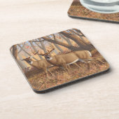 Dessous-de-verre White Deer Buck & Doe Automne Maple Woods (Côté gauche)