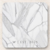 Dessous-de-verre White Gray Personalized Marble Texture Family (Devant)