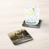 Dessous-de-verre Whitetail Deer Doe dans la forêt d'automne (Côté Droit)