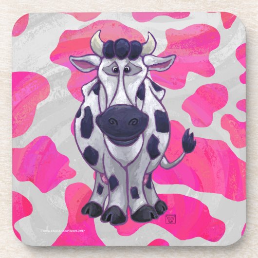 Dessous-de-verre Wild Me Vache rose et blanc (Devant)