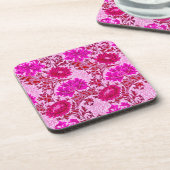 Dessous-de-verre William Morris Chrysanthemums, Bourgogne et rose (Côté gauche)