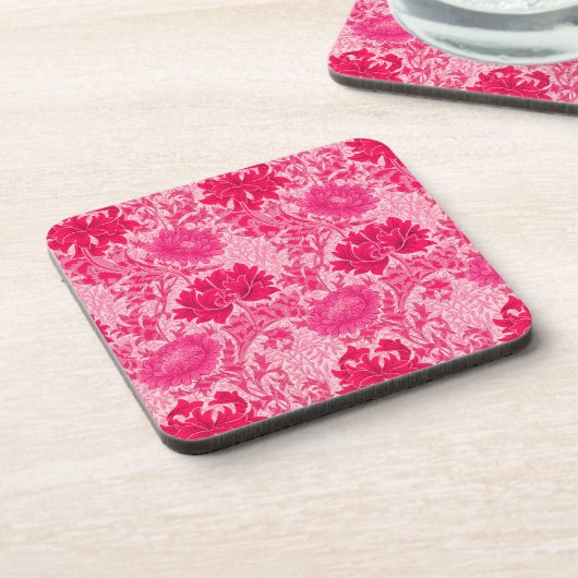 Dessous-de-verre William Morris Chrysanthemums, Fuchsia Pink (Côté gauche)