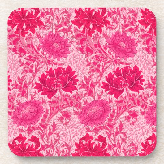 Dessous-de-verre William Morris Chrysanthemums, Fuchsia Pink (Devant)
