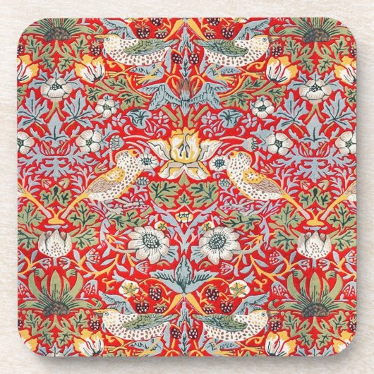 Dessous-de-verre William Morris Crimson Strawberry Thief Dessous de (Devant)