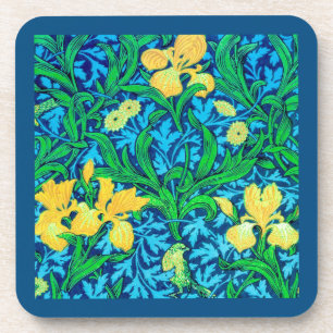 Dessous-de-verre William Morris Irises, jaune et bleu de cobalt