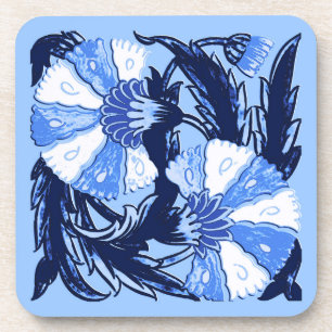 Dessous-de-verre William Morris Jacobean, Marine et Bleu clair