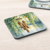 Dessous-de-verre Willow plumant, Windchimes et lac (Côté gauche)