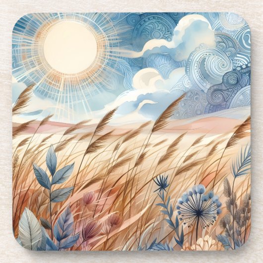 Dessous-de-verre Windy Day Rustic Boho Mountain Prairie Country (Devant)