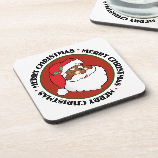 Dessous-de-verre Winking Black Père Noël Garder des secrets de Noël (Côté gauche)