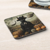 Dessous-de-verre Witch Cat with Pumpkins (Côté gauche)