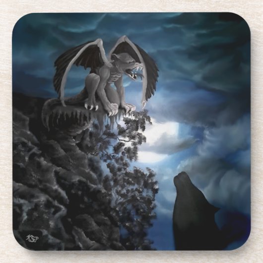 Dessous-de-verre Wolf Moon - Wolf avec Golem (Devant)