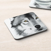 Dessous-de-verre Wolf Portrait noir blanc (Côté gauche)