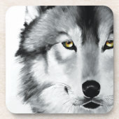 Dessous-de-verre Wolf Portrait noir blanc (Devant)