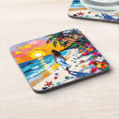 Dessous-de-verre Woman on Beach Tropical Scene (Côté gauche)