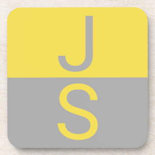 Dessous-de-verre Yellow & Grey Modern Initials monogram