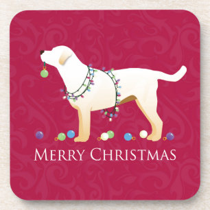 Dessous-de-verre Yellow Labrador Retriever Joyeux Noël Design