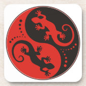 Dessous-de-verre YIN & YANG Geckos black red + your background idea (Devant)