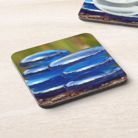 Dessous-de-verre Yin Yang Zen Balance Blue Stones Beverage Coaster (Côté gauche)