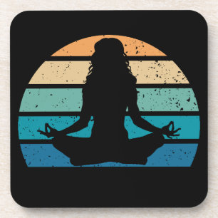 Dessous-de-verre Yoga Méditation Vintage Silhouette de Coucher de S