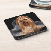 Dessous-de-verre Yorkshire Terrier sur le noir (Côté gauche)