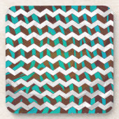 Dessous-de-verre Zebra Chevron Impression Brown et Turquoise (Devant)