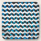 Dessous-de-verre Zebra Chevron noir et bleu (Devant)