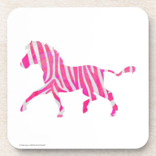 Dessous-de-verre Zebra Hot rose et blanc Silhouette