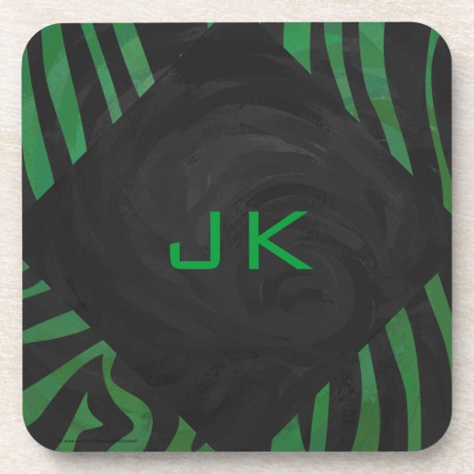 Dessous-de-verre Zebra Monogramme noir et vert (Devant)