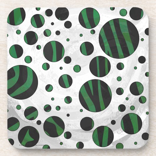 Dessous-de-verre Zebra noir et vert Polka point (Devant)
