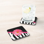 Dessous-de-verre Zebra Pattern Girly Rose Daisy (Côté Droit)