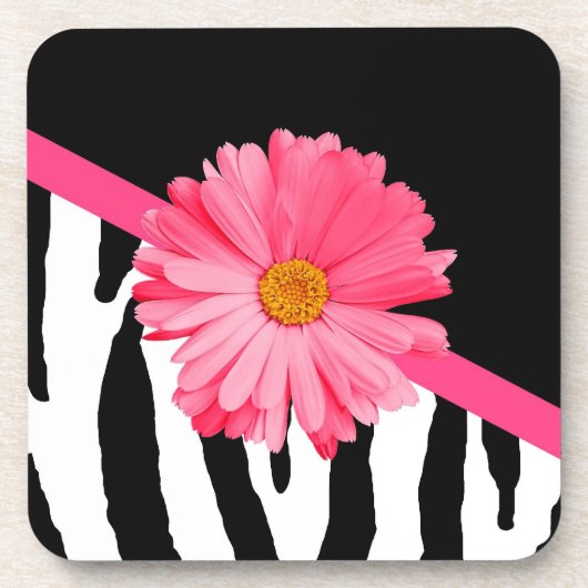 Dessous-de-verre Zebra Pattern Girly Rose Daisy (Devant)