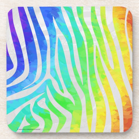 Dessous-de-verre Zebra Rainbow et White Print (Devant)