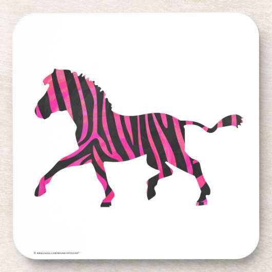 Dessous-de-verre Zebra Silhouette noir et rose chaud (Devant)