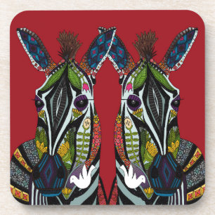 Dessous-de-verre zèbre amour rouge